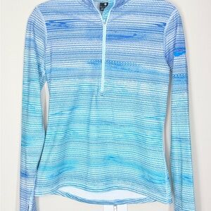 Nike Dri-FIT blue ombre striped half zip running top with thumbholes (1089)